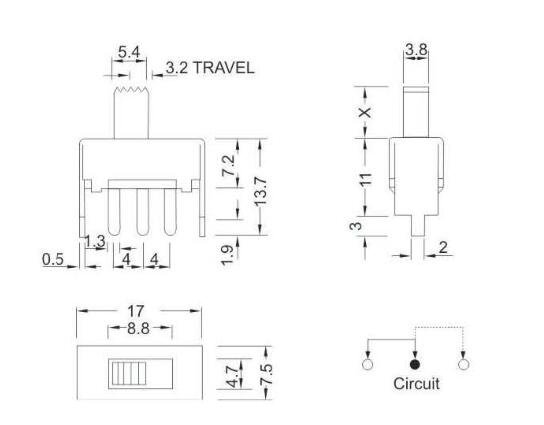 SS-12D04(1p1t)撥動(dòng)開(kāi)關(guān)