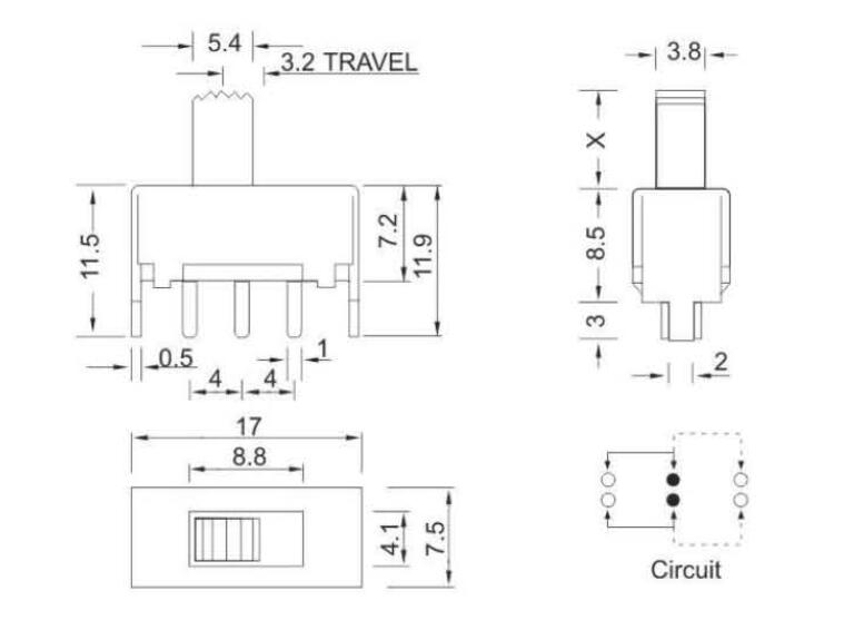 SS-22F05(2P2T)撥動(dòng)開關(guān)