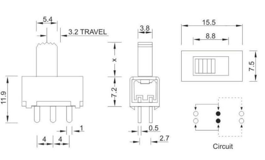 SS-22F24(2P2T)撥動(dòng)開關(guān)