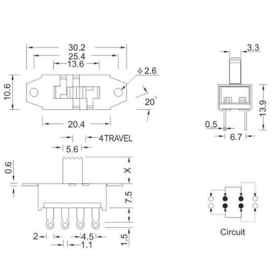 SS-22H25(2P3T)撥動開關(guān)