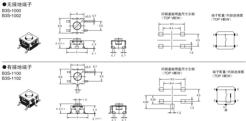 B3S系列歐姆龍輕觸式開關(guān)